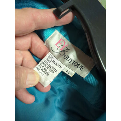 EY Boutique Teal Skirt Suit 16 Turquoise Grommet Edgy Y2K Power Dressing