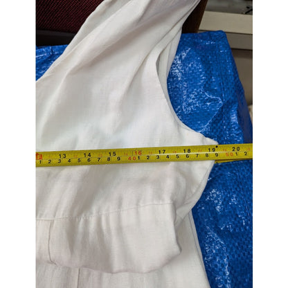 Liz Claiborne White Linen Midi Eyelet Trim Sleeveless Casual Summer Dress Siz 14