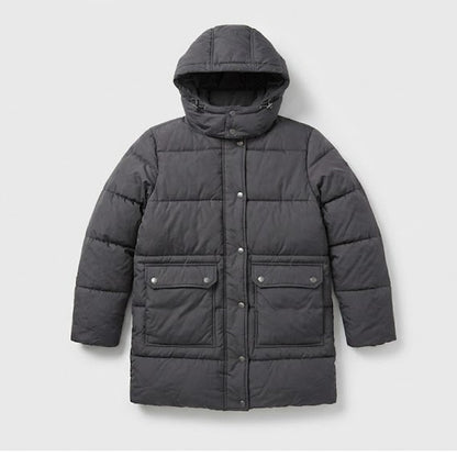 Lucky brand Hooded parka puffer jacket Small Coat Charcoal Black w/ Pockets NEW