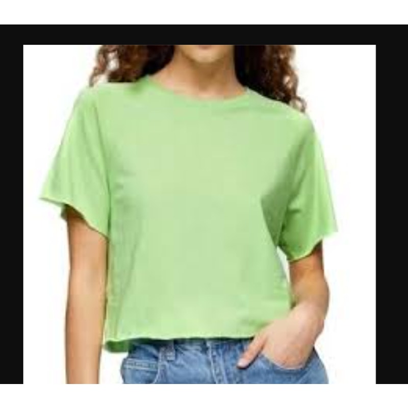 Topshop green short sleeve cut off crop top Size 6 NEW casual crew neck