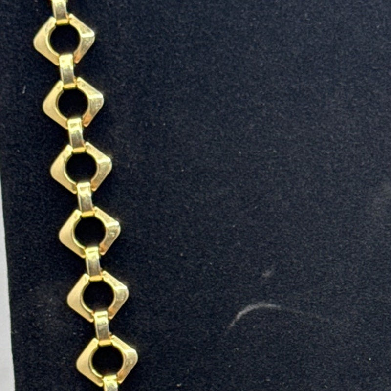 Vintage Textured Geometric Gold Tone Statement Necklace Mid Century Classic