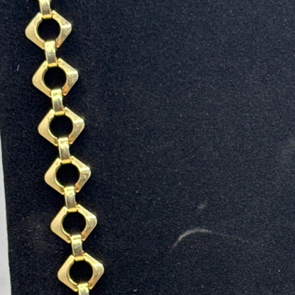 Vintage Textured Geometric Gold Tone Statement Necklace Mid Century Classic