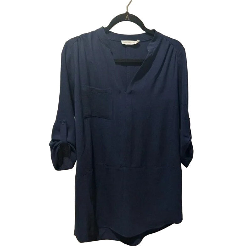 Lush V-Neck Navy sleeve roll-tab cuffs Dress Size Small NEW Casual Travel Light