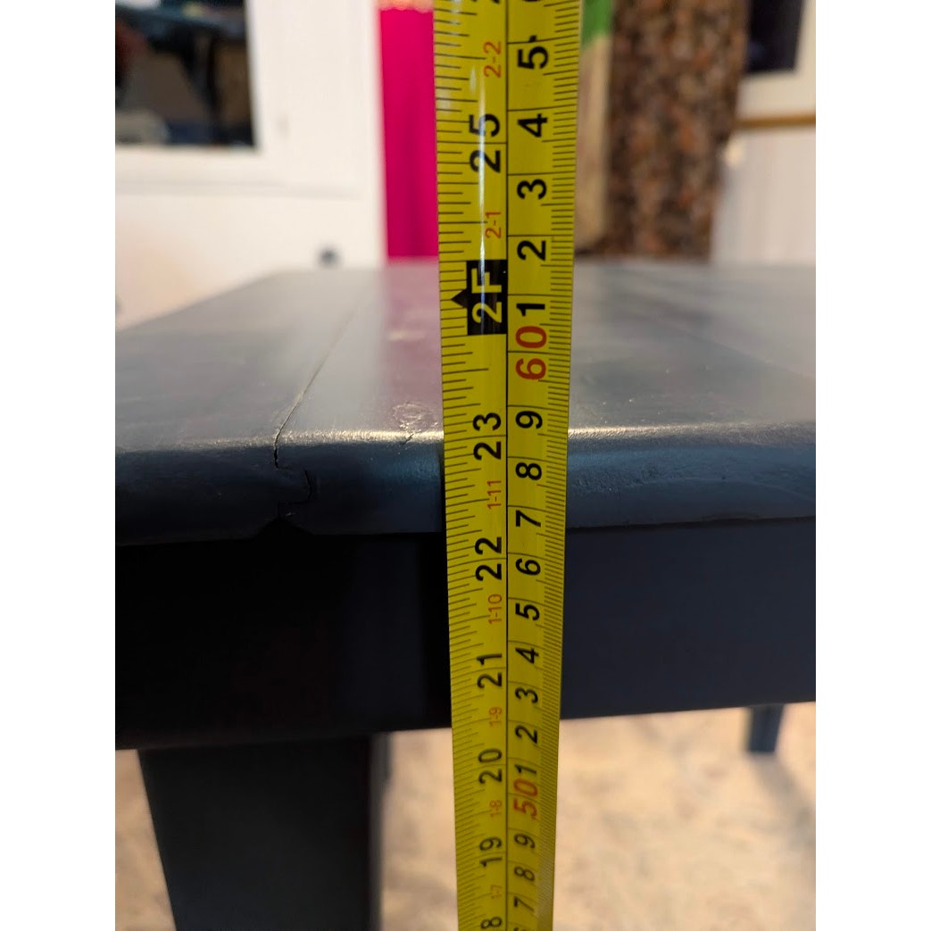Secondhand Sandies: 24" x 24" Blue solid wood table  side end