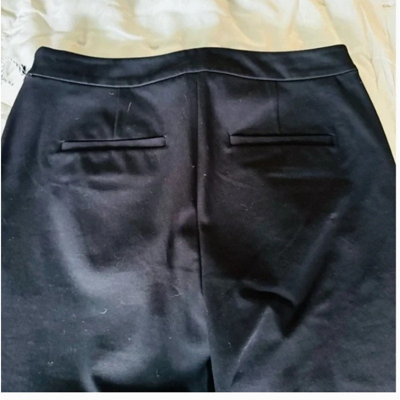 1901 black flat front side zip dress pants ankle slit Size 4 Career NEW stretch