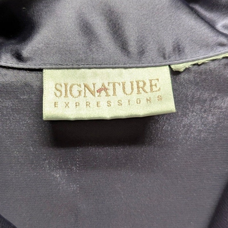 Vintage Signature Expressions Satin Pajama Set Medium Blue Monogram PJs Pant top