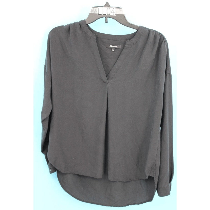 MADEWELL LONG SLEEVE V-NECK LONG TAIL SIZE XXSMALL BLACK BLOUSE xxs new career
