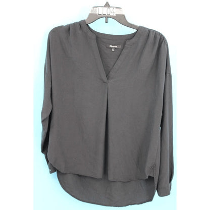 MADEWELL LONG SLEEVE V-NECK LONG TAIL SIZE XXSMALL BLACK BLOUSE xxs new career