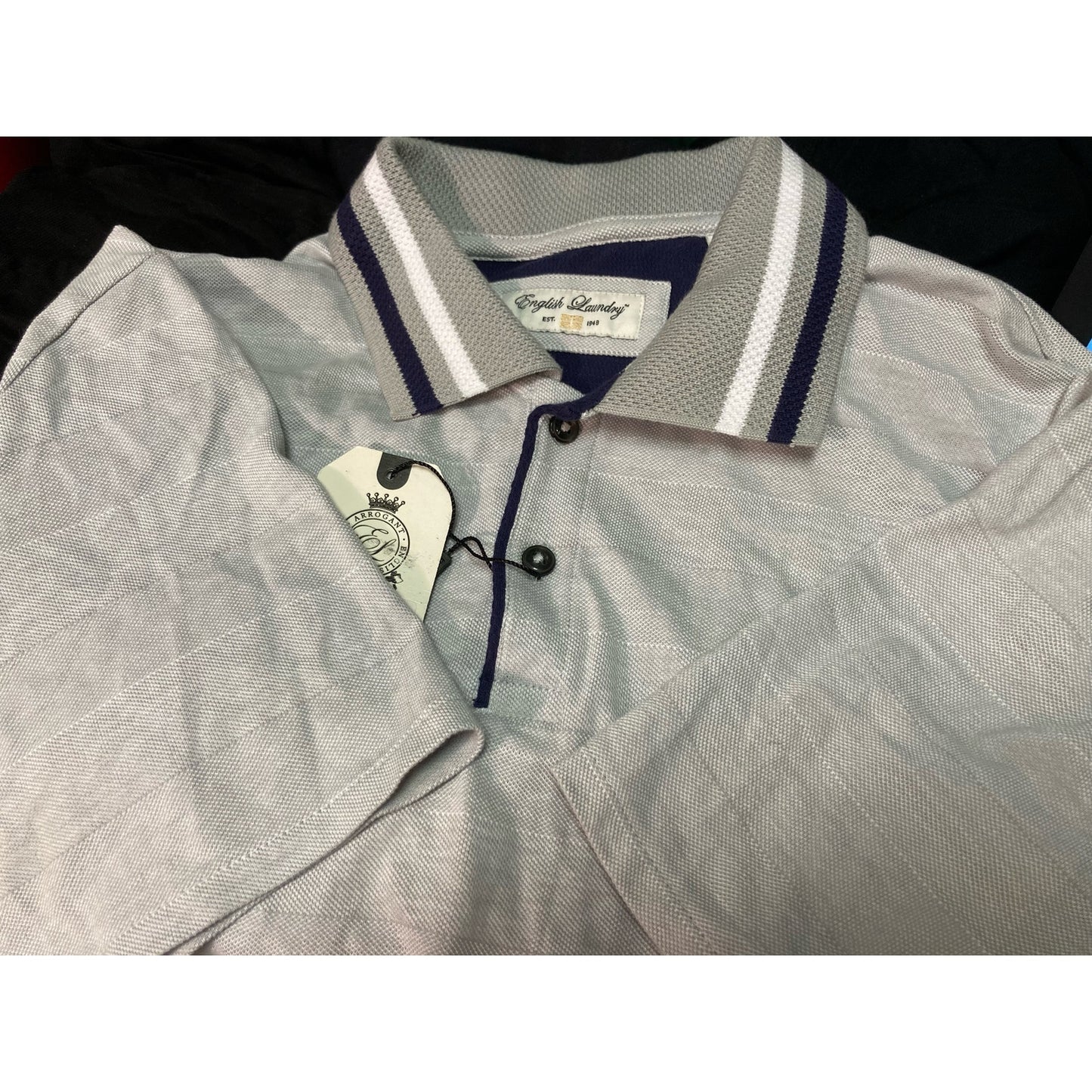 English Laundry Men's Polo Shirt Medium Light Gray NWT Collar Short Sleeve