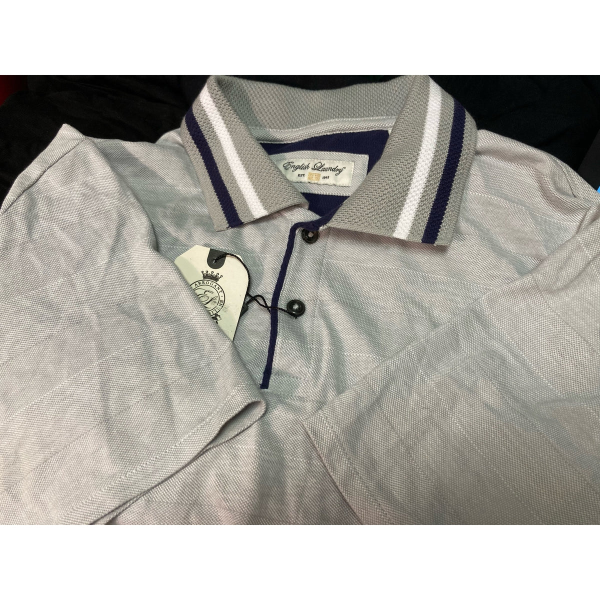 English Laundry Men's Polo Shirt Medium Light Gray NWT Collar Short Sleeve