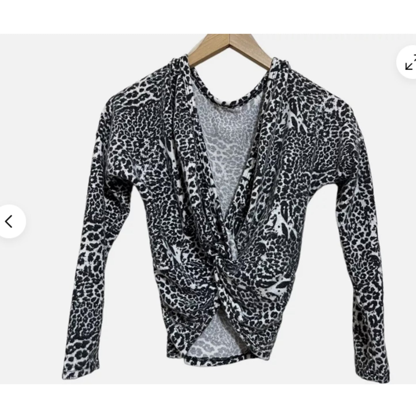 Poof Women Fleece V-neck Twist Top Sweater Size Large Animal Print NWT