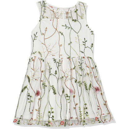 Calvin Klein Sleeveless Embroidered Mesh Overlay Girls' Dress Size 16 White NWT