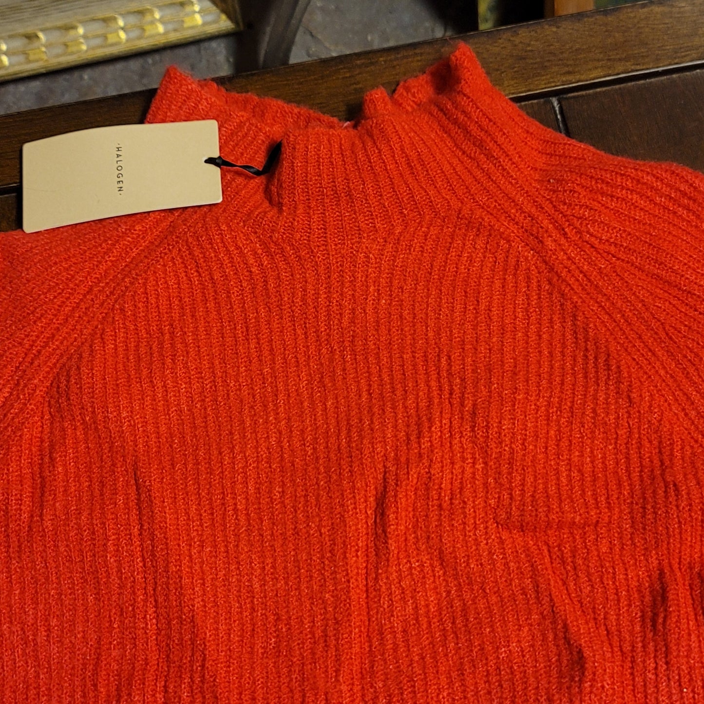 Halogen NWT Fuzzy  Sweater In Red Chinoise Size MEDIUM Long Sleeve Holiday