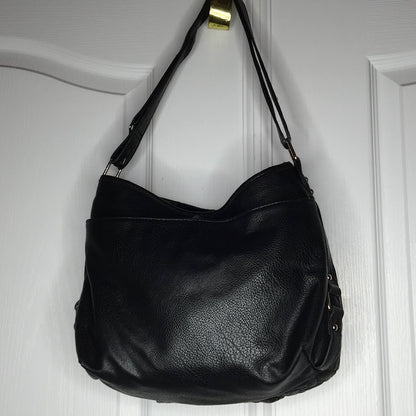 Rosetti Shoulder Bag silver Metal Accents Classic Black crosshatch pattern