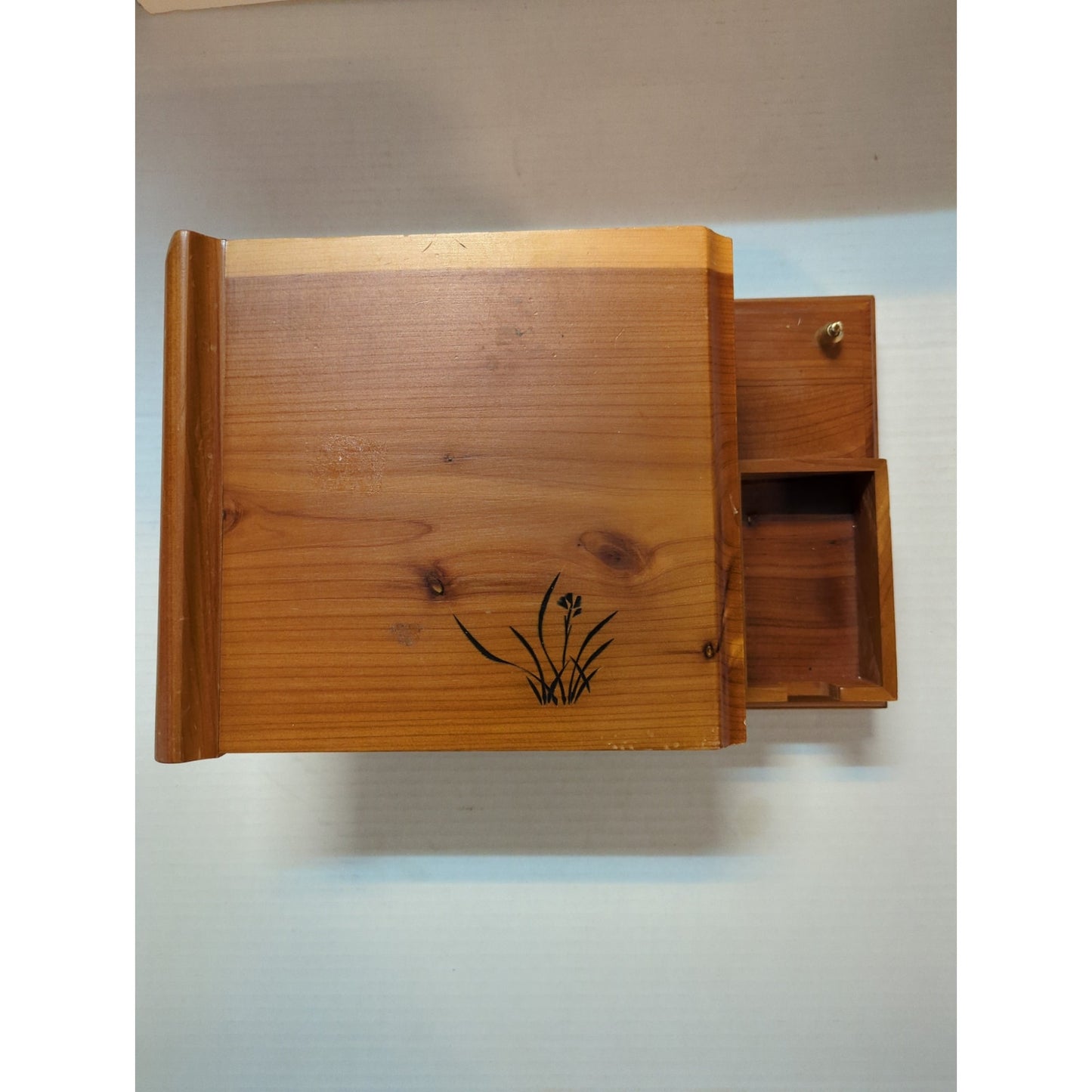 Vintage Asian Wooden Desktop Writing Slope & Organizer Vanity Box