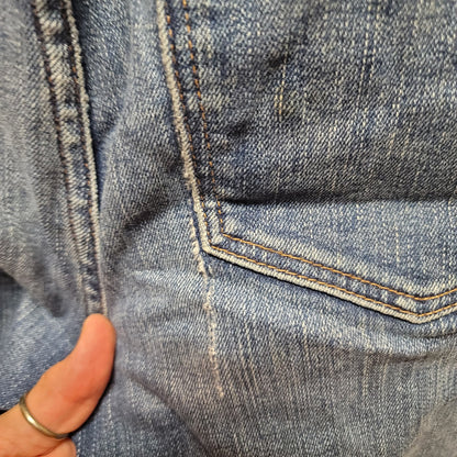Madewell skinny straight stretch leg jeans 30" x 27" ankle DAMAGED