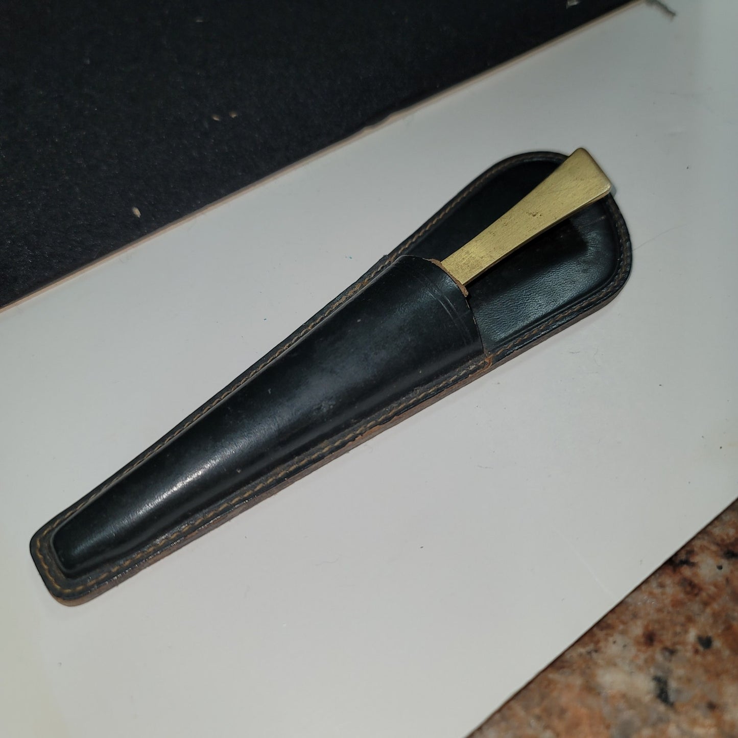 Vintage Brass Letter opener with leather case desk office work