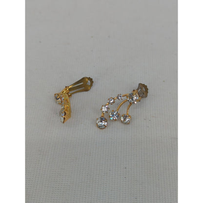 Vintage Austria Rhinestone Cascade Clip On Earrings Mid-Century Glam