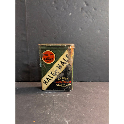 Vintage Half and Half Tobacco Pocket Tin Empty Flip Lid container Man Cave Prop