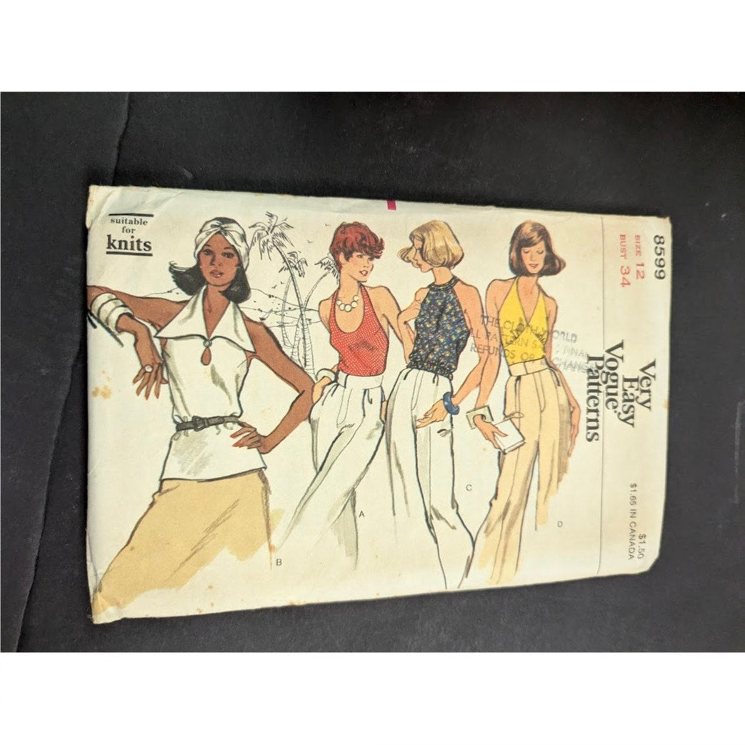 Vintage Pattern Sewing Crafts Hobby Vogue 8599 Size 12