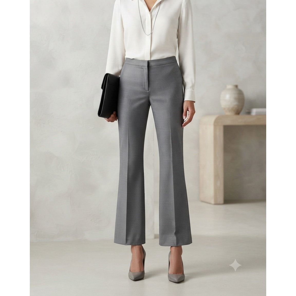 Alex Marie Classic Flat Front No Pockets Gray dress slacks Pants Career 2 Petite
