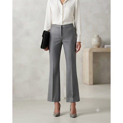 Alex Marie Classic Flat Front No Pockets Gray dress slacks Pants Career 2 Petite