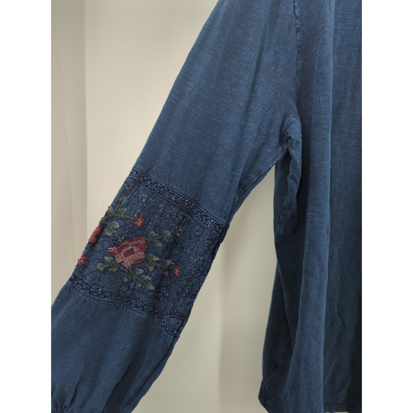 Style & Co Blue Embroidery Boho Blouse Size 1X