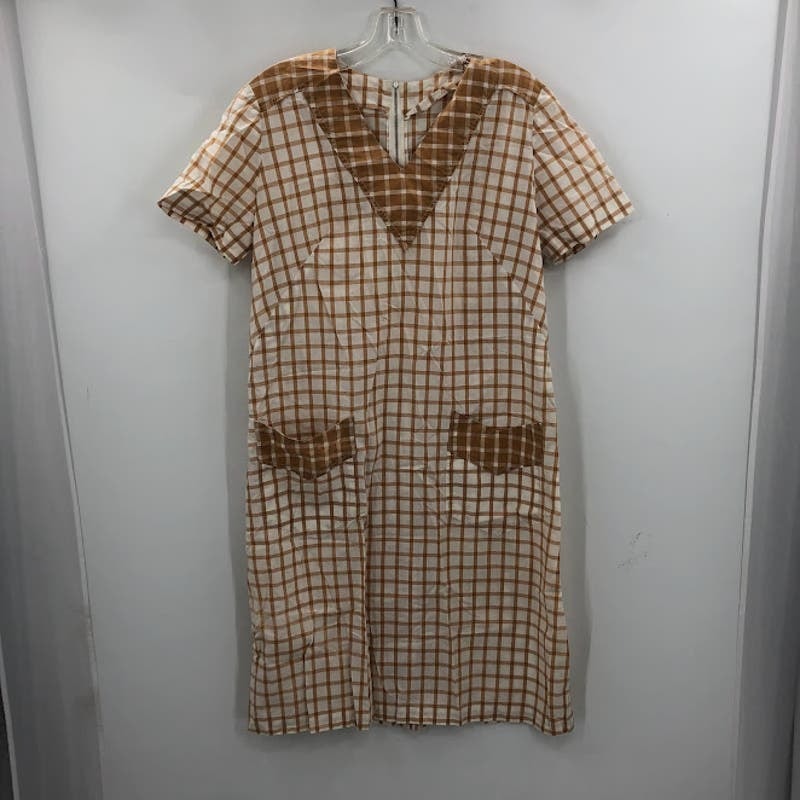Vintage 1940s dress lightweight summer short sleeve brown Medium/ Large house