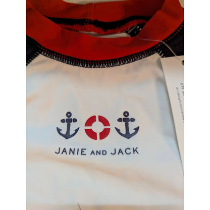 Janie and Jack Baby Sailboat Raglan Swim Top Rashguard Size 6-12 Months NWT