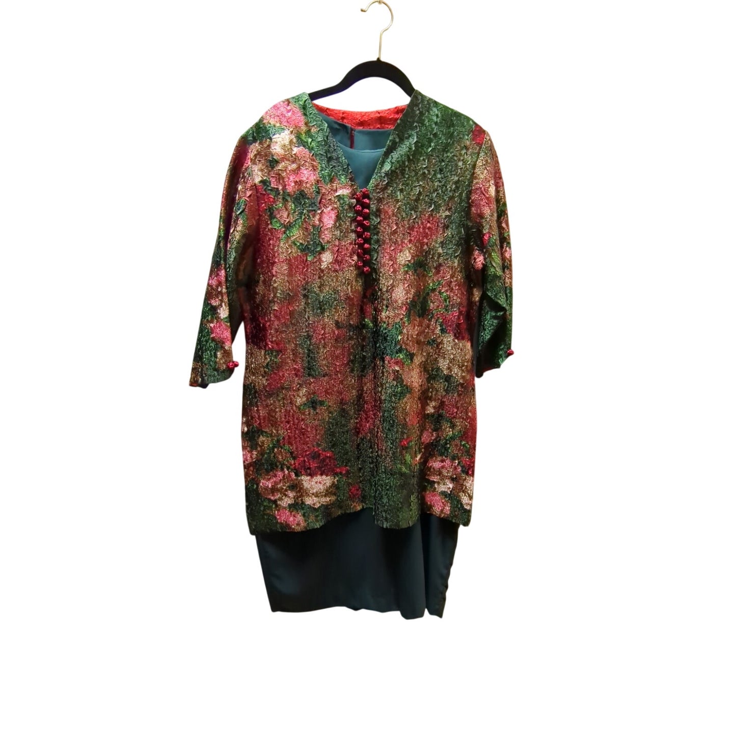 Vintage Floral Tapestry Jacket Sheath Dress 3X Elegant Formal Mother of Bride