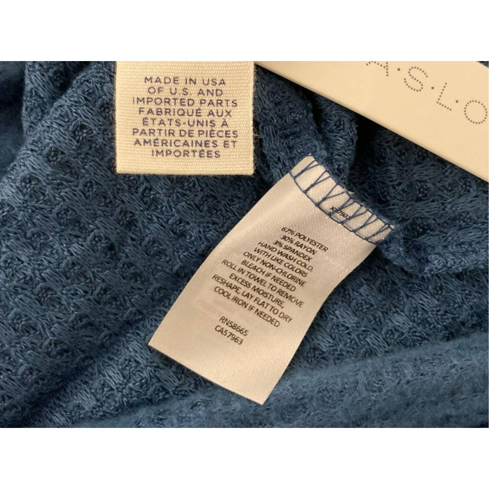 Caslon Women's High Cuff Henley XS Blue Ensign NWT Thermal Inside Out Seams