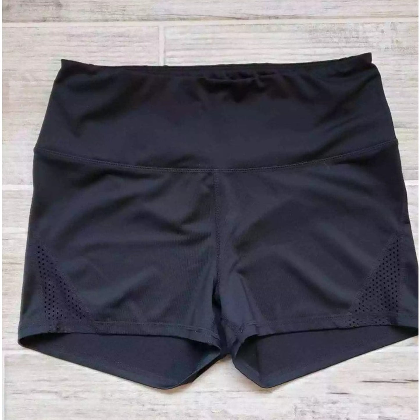 Z by Zella High Waist Stretch Shorts Sz Large (10/12) Juniors Black NWT Bike GYM