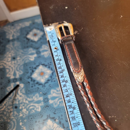 Brighton Size M/L 32" Braided Leather Belt Silver Conchas Black Brown Boho