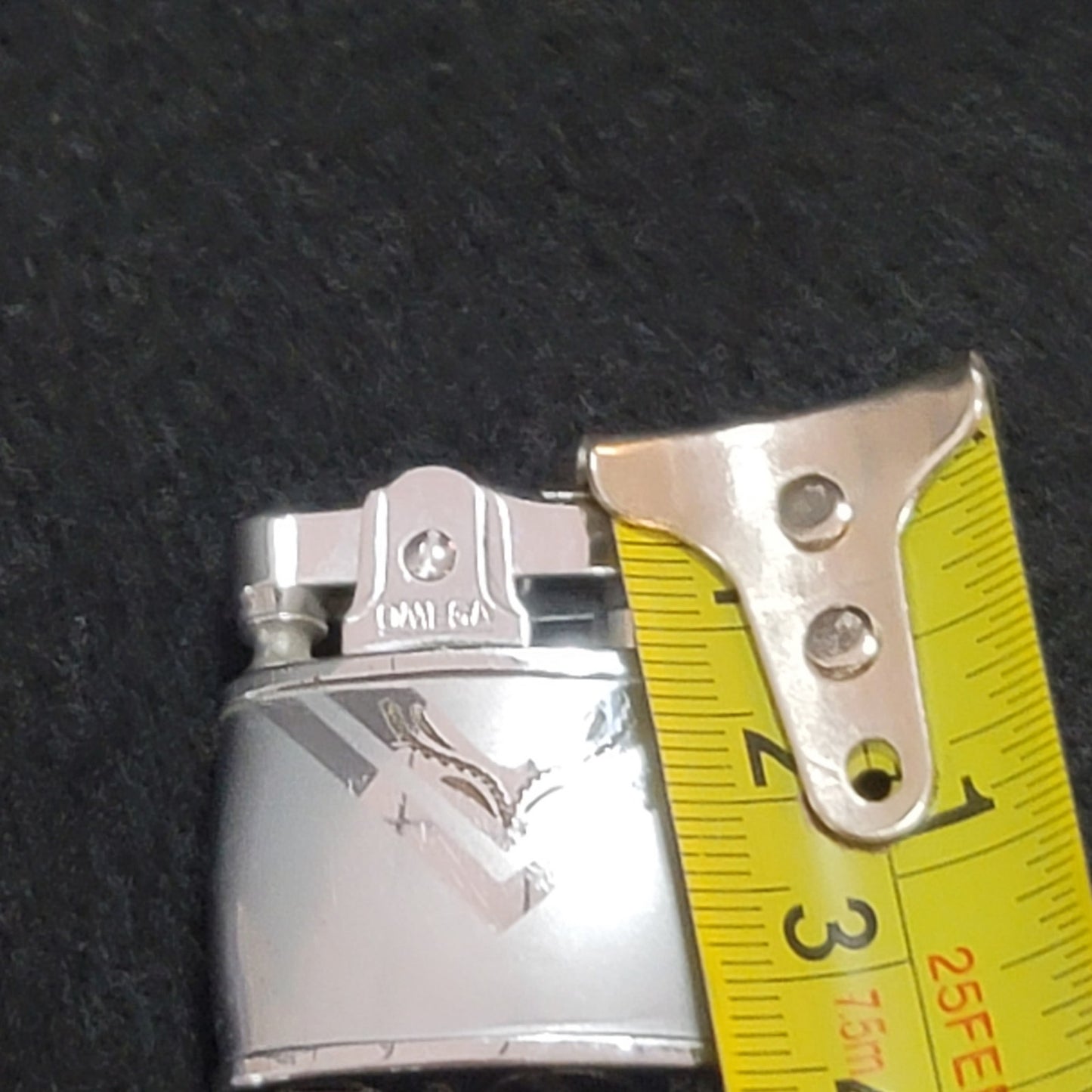 Vintage OMEGA Easy Style Collectible Mini Lighter Silver Chrome MCM Art Deco