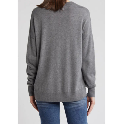 Relaxed V-Neck Sweater Treasure & Bond NEW Size 2XL Ribbed hem Soft Casual gray