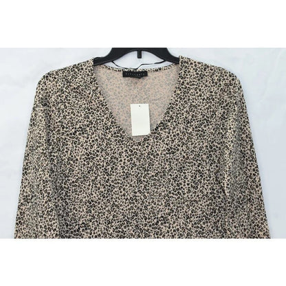 Sanctuary Soft Brushed Scoop Neck Pullover Sweater medium in Leopard NWT