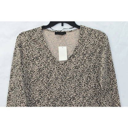 Sanctuary Soft Brushed Scoop Neck Pullover Sweater medium in Leopard NWT
