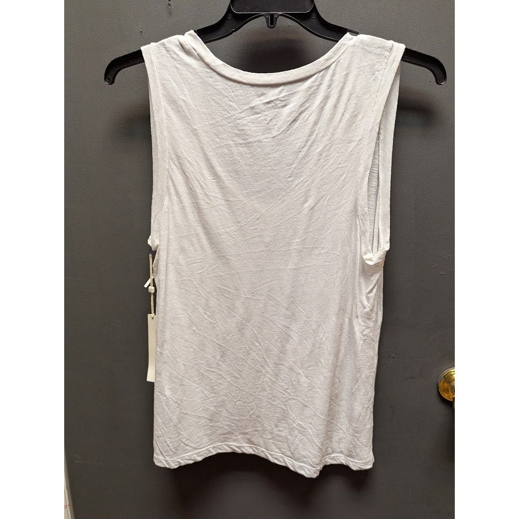 Caslon size Large white tshirt tee deep rounded V neck sleeveless cotton layers