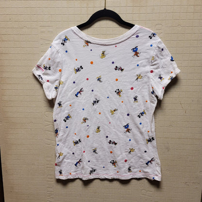 Disney Parks Size Large T-Shirt All characters Short Sleeve White Rolled Hem