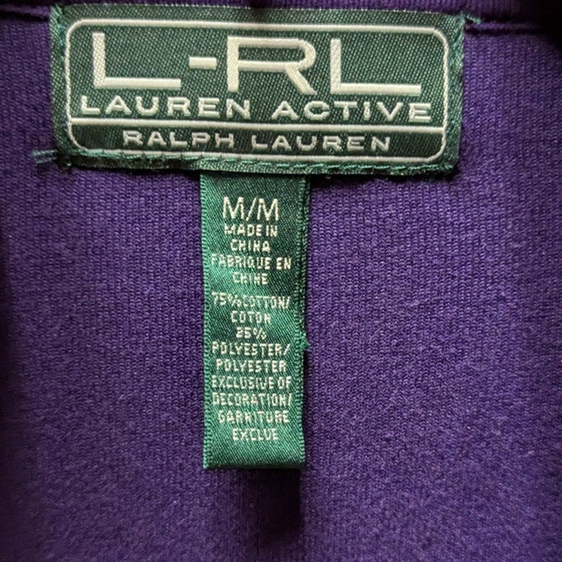 Vintage Lauren Ralph Lauren Purple Velour Zip Jacket Crest Y2K Preppy Medium