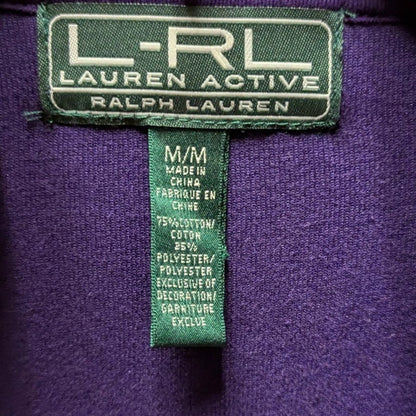 Vintage Lauren Ralph Lauren Purple Velour Zip Jacket Crest Y2K Preppy Medium