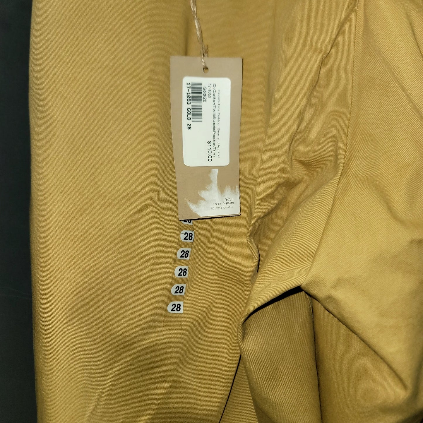 Cotton Twill Suede Pocket trim gold 28" x 38"  Kevin's Plantation $110