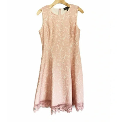 Donna Ricco Sleeveless Floral Lace Overlay Blush Pink Dress Size 12  cocktail