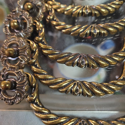 Vintage KBS 1996 Ornate Scroll Brass Cabinet Pulls Handles Set 12 Dresser Classy