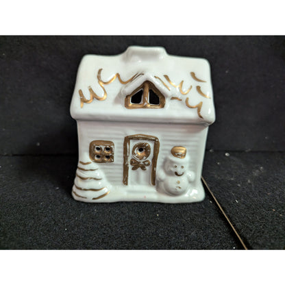 Vintage J.S.N.Y. Ceramic Christmas Village House Tea Light Holder