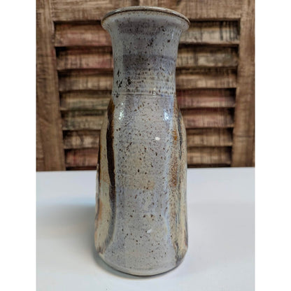 Vintage Studio Pottery Earth Tone Ceramic Bud Vase Wheat Leaf Signed
