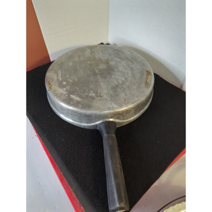 Vintage Aluminum Skillet Fry Pan with Matching Lid and Wood Handle