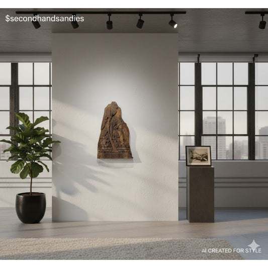 Antique Palauan Storyboard Hand Carved Wood Relief Folk Art Signed Willard Deocr