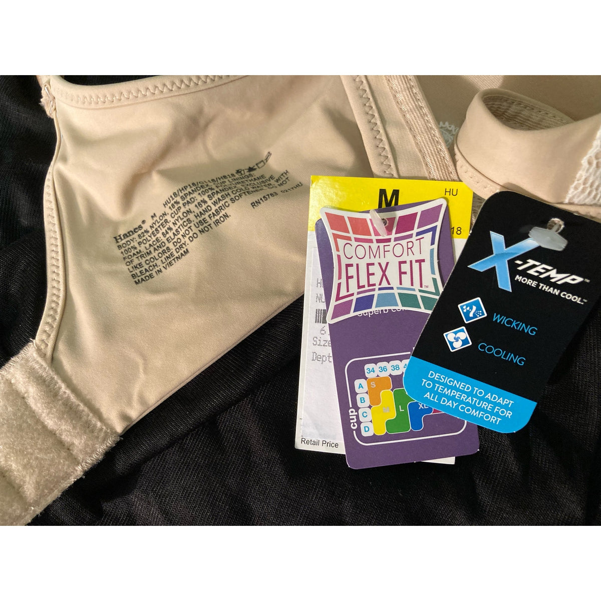 Hanes Women's Comfort Flex Fit Wire-Free Bra Medium Nude/Ivory NEW Lace Trim