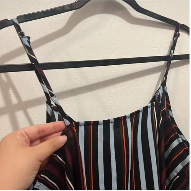 Halogen Womens V-Neck Camisole Multi Stripe Career Top Dressy Spaghetti Strap XS